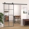 Sliding Door Black 35.4"x80.7" ESG Glass and Aluminum