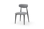 Modern Dining Chairs Set of 2, Curved Backrest Round Upholstered and Metal Frame, Grey