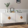 Solid wood special shape square handle design with 4 doors and double storage sideboard