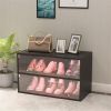 Black Glass Door Shoe Box Shoe Storage Cabinet For Sneakers With RGB Led Light