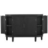 U-Style Storage Cabinet Sideboard Wooden Cabinet with Antique Pattern Doors for Hallway, Entryway, Living Room