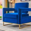 Modern Velvet Accent Chair, Elegant Armchair with Stainless Steel Base