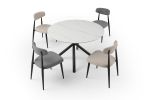 Modern Dining Chairs Set of 2, Curved Backrest Round Upholstered and Metal Frame, Grey
