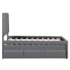 Twin Size Upholstered Platform Bed with Pull-out Twin Size Trundle and 3 Drawers, Gray
