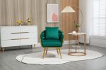 Velvet Accent Chair Modern Upholstered Armchair Tufted Chair with Metal Frame, Single Leisure Chairs for Living Room Bedroom Office Balcony