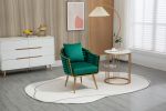 Velvet Accent Chair Modern Upholstered Armchair Tufted Chair with Metal Frame, Single Leisure Chairs for Living Room Bedroom Office Balcony