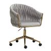 Modern home office leisure chair with adjustable velvet height and adjustable casters (GREY)