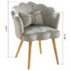 Vanbow.Velvet Wooden foot casual lotus chair with waist pillow(GREY)
