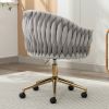 Modern home office leisure chair with adjustable velvet height and adjustable casters (GREY)