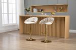 COOLMORE Swivel Bar Stools Set of 2 Adjustable Counter Height Chairs with Footrest for Kitchen, Dining Room 2PC/SET