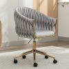 Modern home office leisure chair with adjustable velvet height and adjustable casters (GREY)
