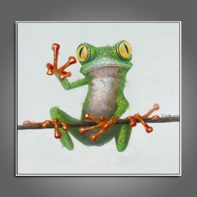 100% Hand Painted  Abstract Oil Painting Wall Art Modern Minimalist Frog Picture Canvas Home Decor For Living Room No Frame (size: 80x80cm)